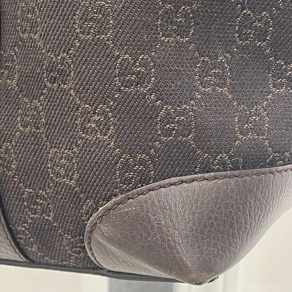 Gucci Chocolate Denim Monogram Tote Bag W/Braided Handles and Tassels - Picture 5 of 15